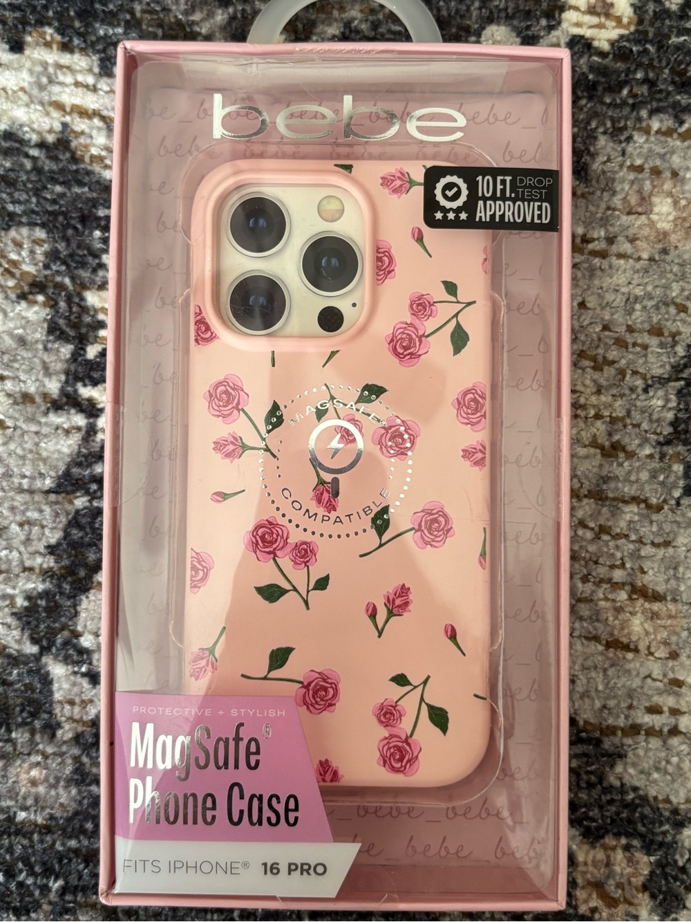 New Rose Pattern Bebe MagSafe Phone Case for IPhone 16 Pro